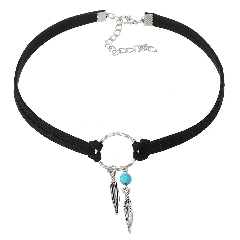 Retro Feather Pendant Necklace