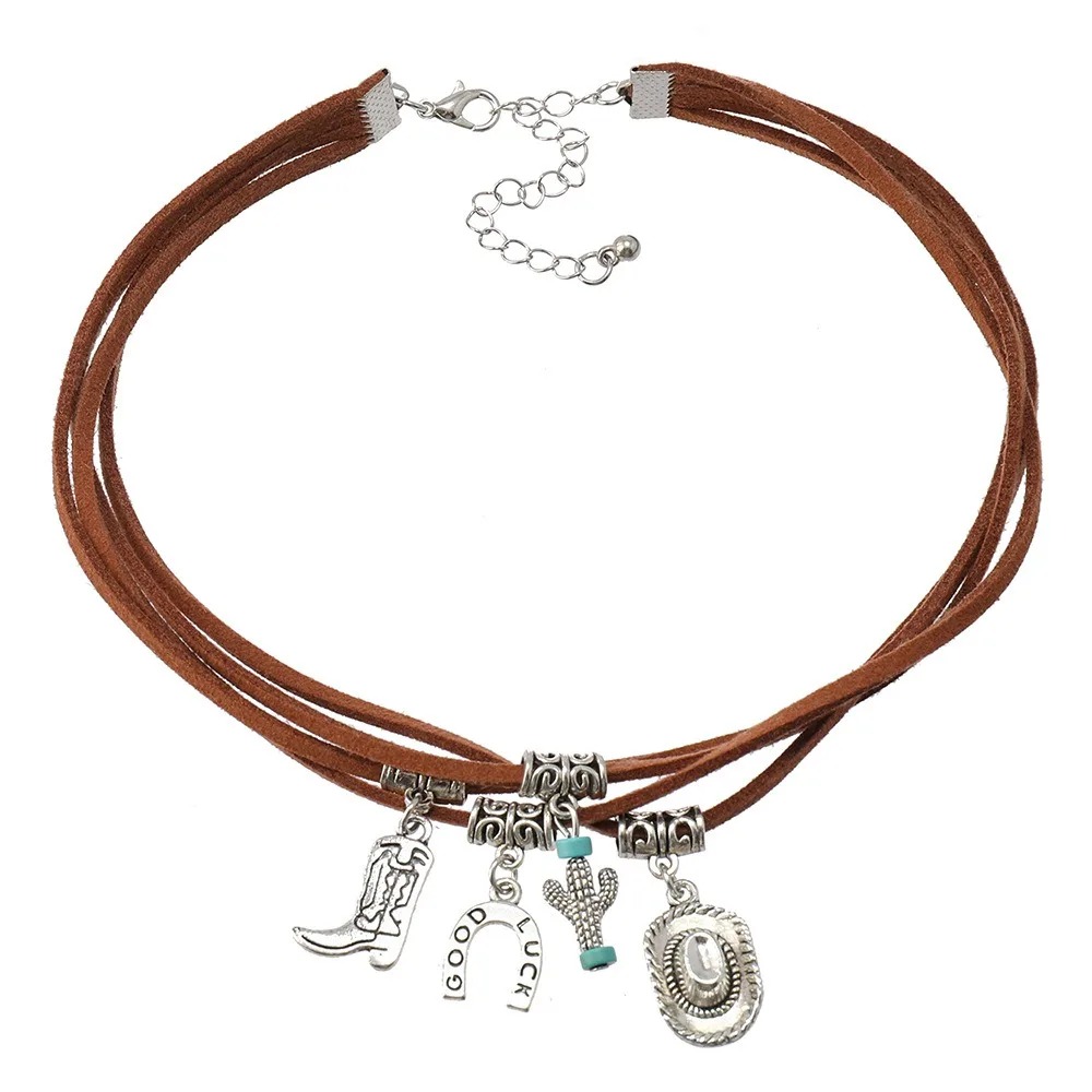 Leather Tassel Choker Necklace