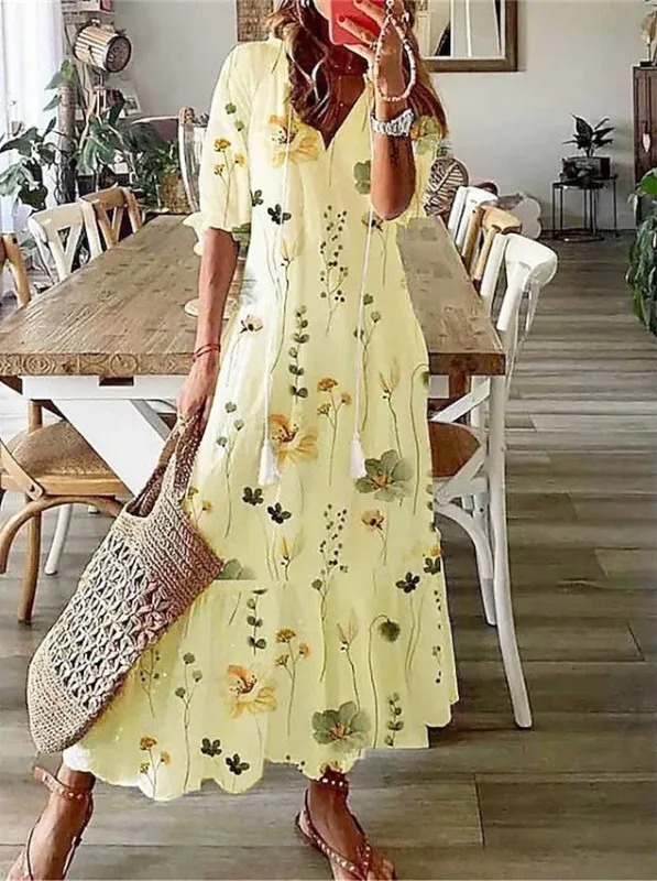 Relaxed Fit Bohemian Dress